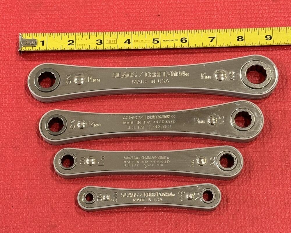 Vintage Sears Craftsman 43670 NEW 4PC Ratcheting Box Wrench Set Metric USA